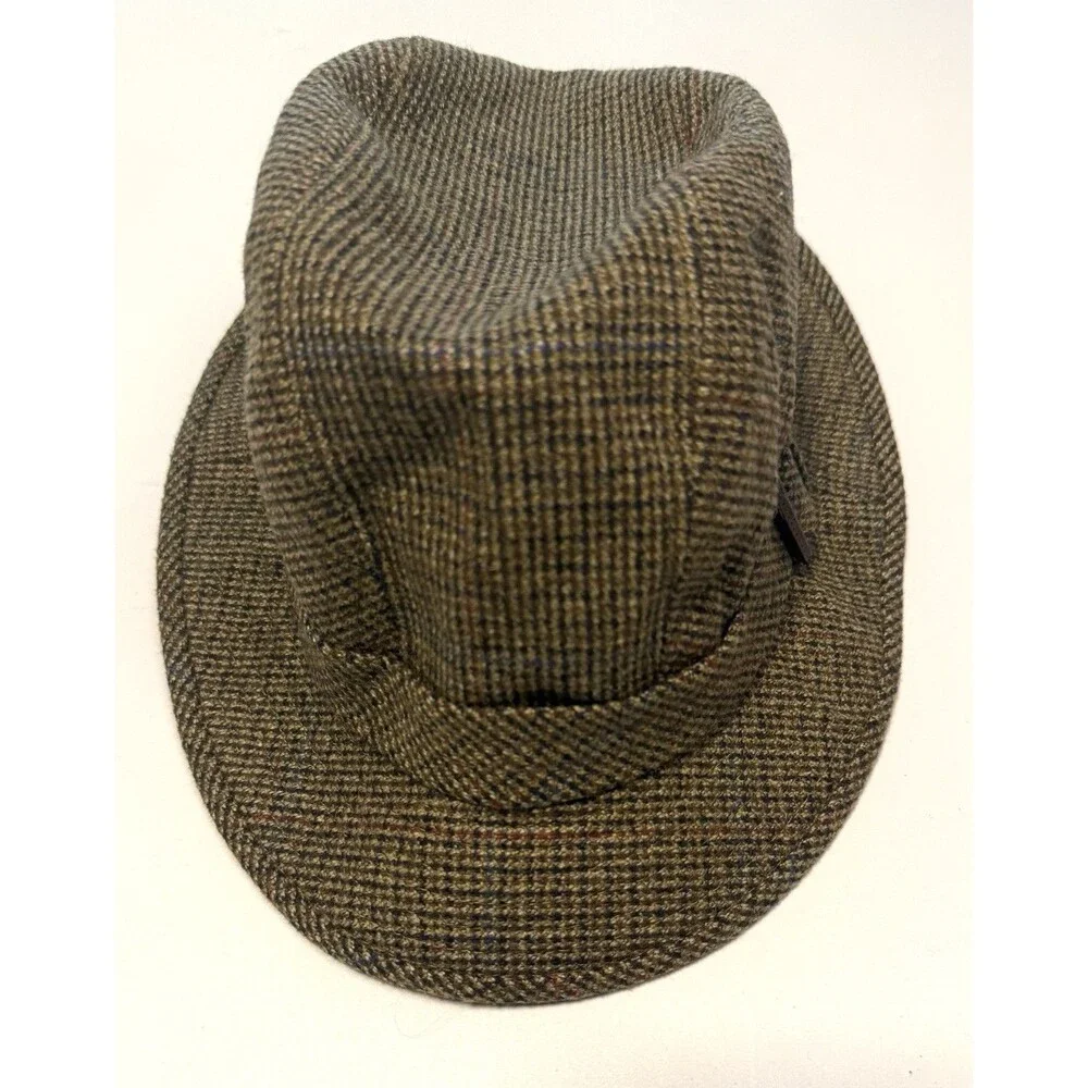 Vintage Doria Gruppo Borsalino Fedora Hat Tweed Herringbone USA 7 1/8 57
